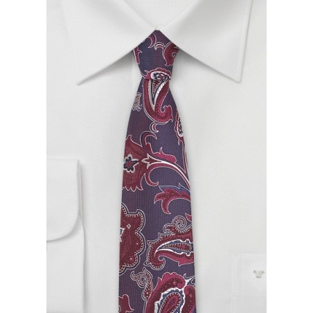 Modern Paisley Silk Tie in Wine Red
