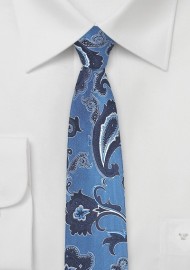Trendy Paisley Tie in Blue and Navy