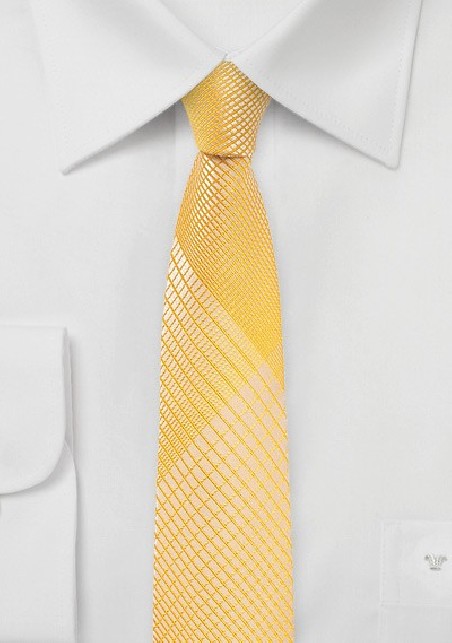 Mimosa Yellow Skinny Tie with Trendy Plaid