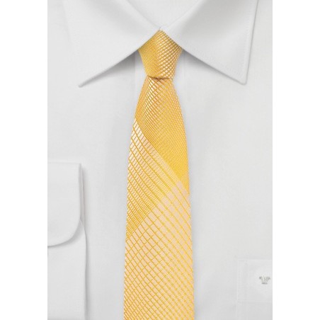 Mimosa Yellow Skinny Tie with Trendy Plaid