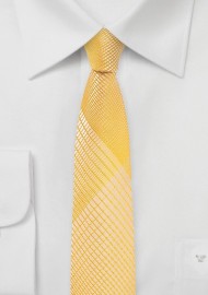 Mimosa Yellow Skinny Tie with Trendy Plaid