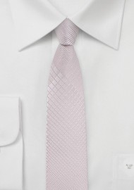 Soft Blush Hued Plaid Tie in Skinny Width