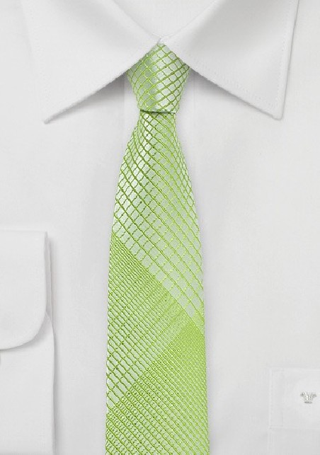 Daiquiri Green Skinny Tie with Plaids