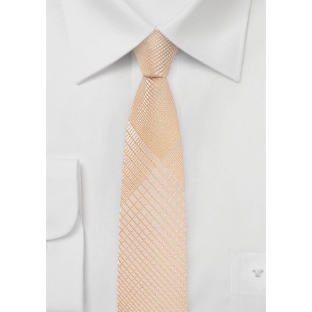 Skinny Plaid Tie in  Peach Parfait