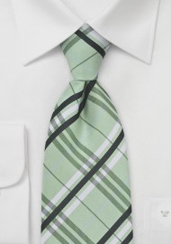 Plaid Kids Tie in Pistachio Green