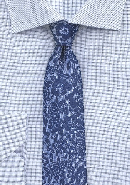 Floral Lace Tie in Classic Blues