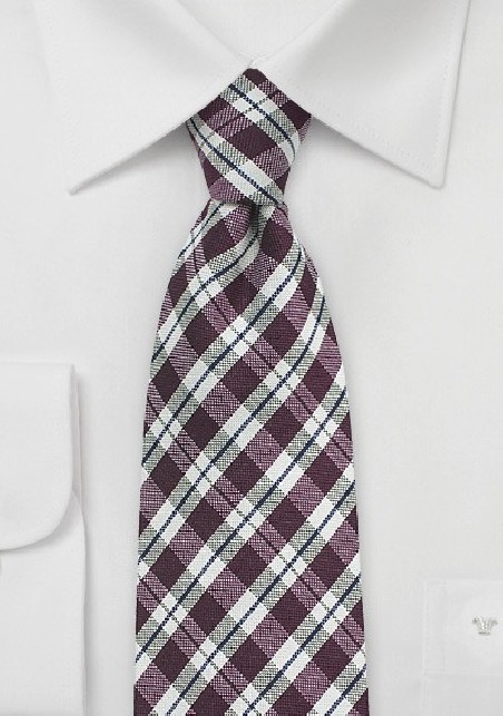 Chestnut Brown and Beige Gingham Tie