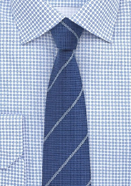 Rich Blue Wool Tie in Skinny Cut