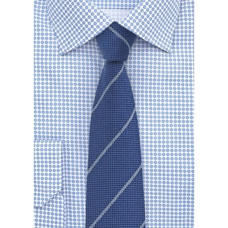 Rich Blue Wool Tie in Skinny Cut