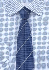 Rich Blue Wool Tie in Skinny Cut