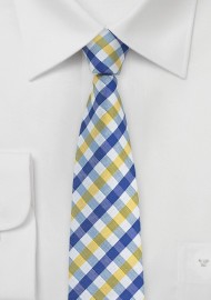 Gingham Tie in Bright Yellow and Light Blue