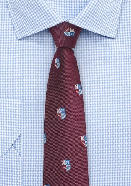 Crested Repp Textured Tie in Burgundy