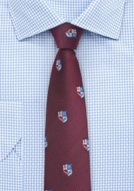 Crested Repp Textured Tie in Burgundy