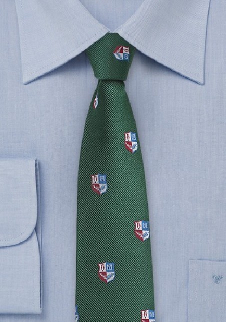 Crested Repp Tie in Dark Hunter Green