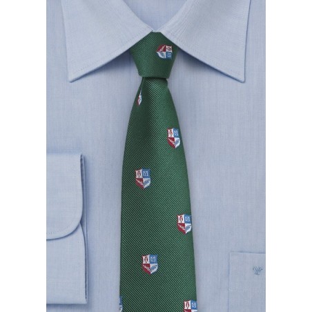 Crested Repp Tie in Dark Hunter Green