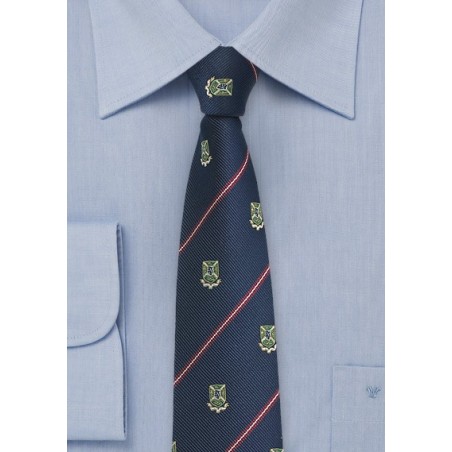 Repp Stripe Tie in Navy with Crests