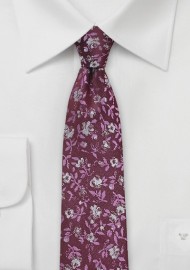 Floral Silk Tie in Crimson Red
