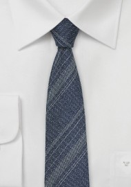 Denim Silk Necktie with Stripes
