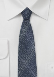 Skinny Denim Silk Tie with Windowpane Checks