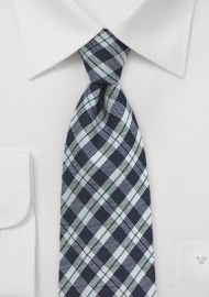 Gingham Wool Tie in Midnight Blue
