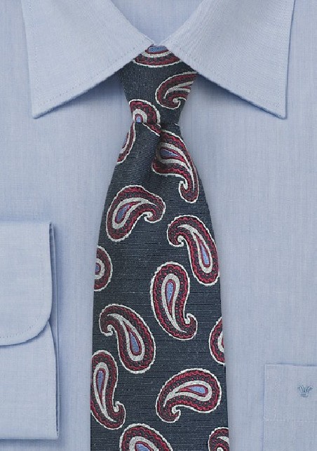 Navy Paisley Silk Tie