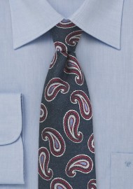 Navy Paisley Silk Tie