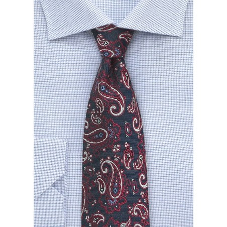 Navy and Red Paisley Necktie