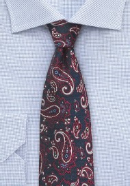 Navy and Red Paisley Necktie