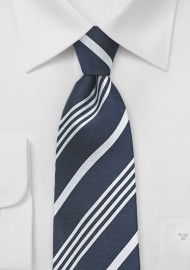 Elegant Navy and Silver Silk Tie
