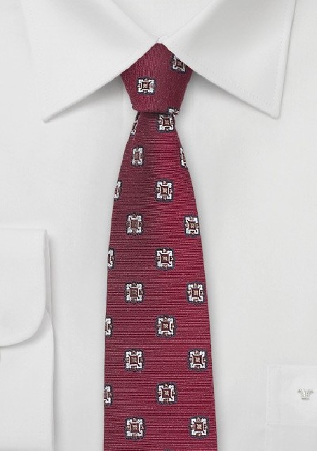 Retro Skinny Tie Wine Red