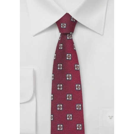 Retro Skinny Tie Wine Red