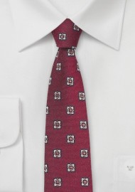 Retro Skinny Tie Wine Red