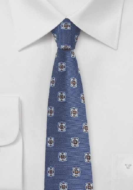 Retro Skinny Tie in Vintage Blues
