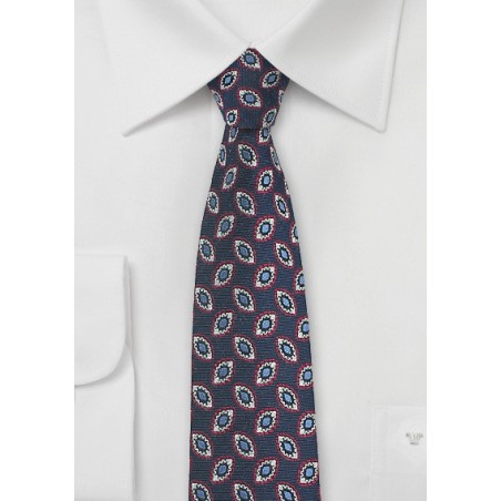 Dark Navy Foulard Skinny Tie