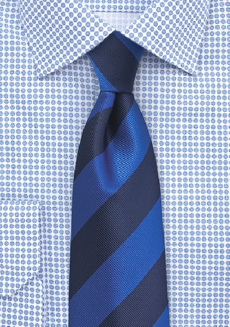 Bold Blue Repp Striped Tie
