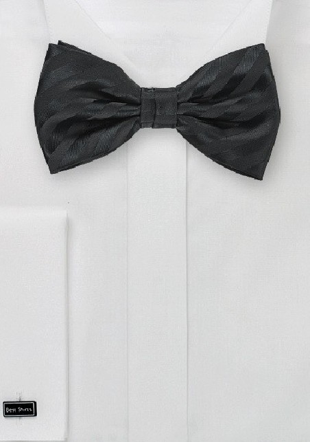 Formal Black Striped Bow Tie for Kids
