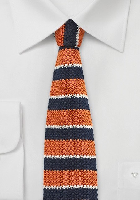 Orange and Navy Knit Tie
