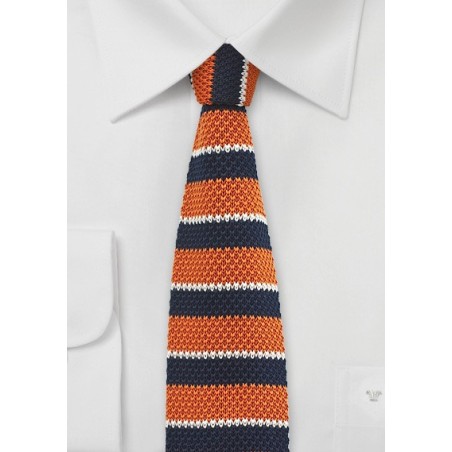 Orange and Navy Knit Tie
