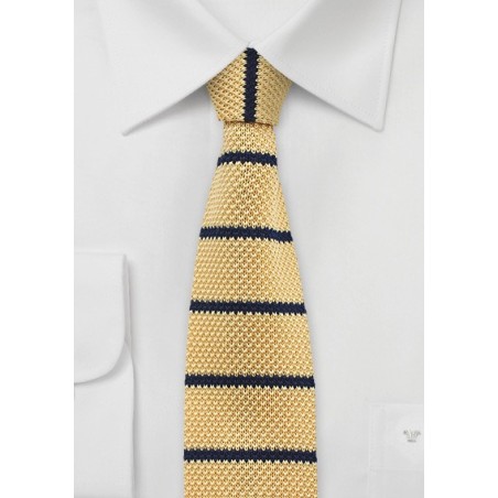 Butter Yellow and Blue Knit Tie