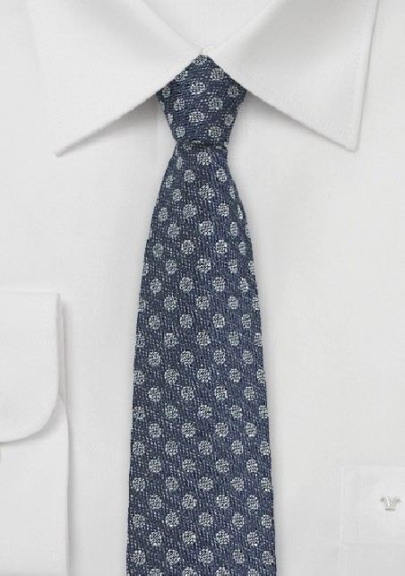 Silk Polka Dot Tie in Denim Look