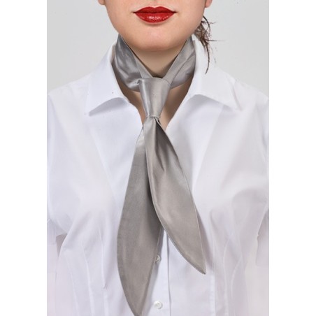 Silver Silk Womens Necktie