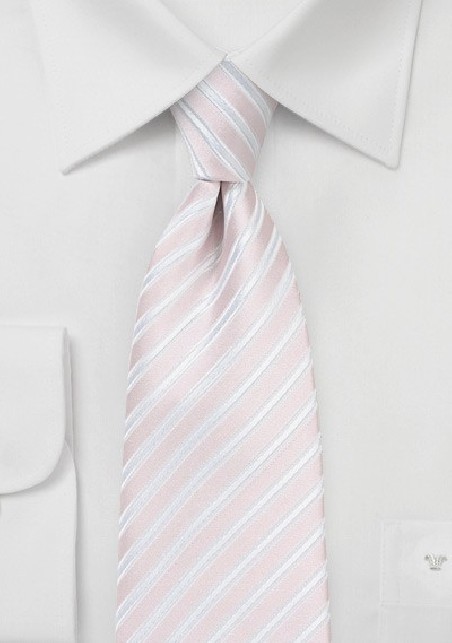 Pastel Pink and White Tie in XL Length