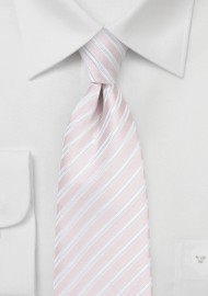 Pastel Pink and White Tie in XL Length