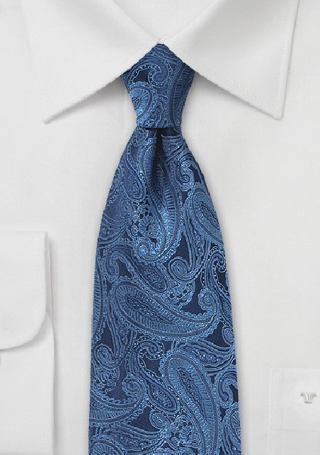 Silk Paisley Tie in Sapphire Blue