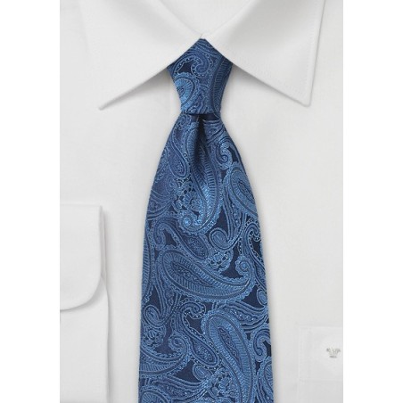 Silk Paisley Tie in Sapphire Blue
