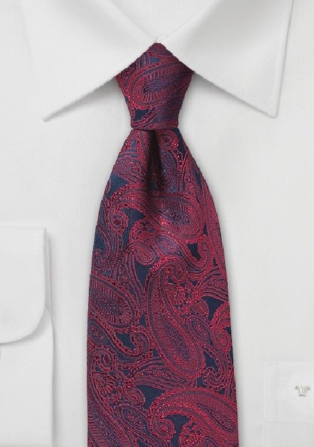Blue and Red Paisley Silk Tie