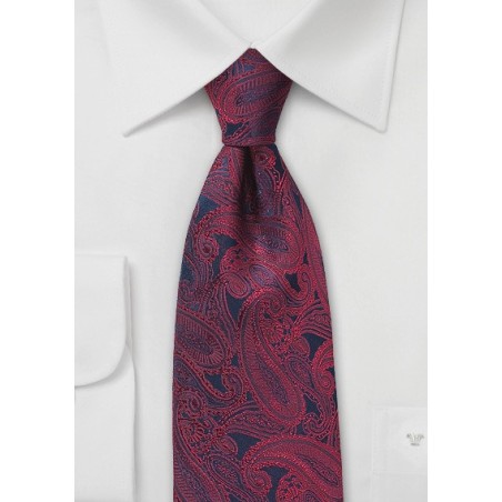 Blue and Red Paisley Silk Tie