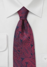 Blue and Red Paisley Silk Tie