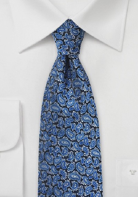Bright Blue Silk Paisley Tie