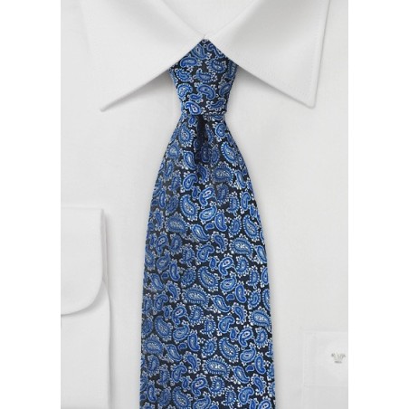 Bright Blue Silk Paisley Tie